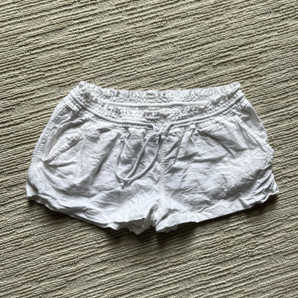 White linen salt life beach shorts
